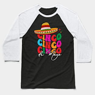 Retro Groovy Cinco de Mayo Fiesta Squad Family Matching Baseball T-Shirt